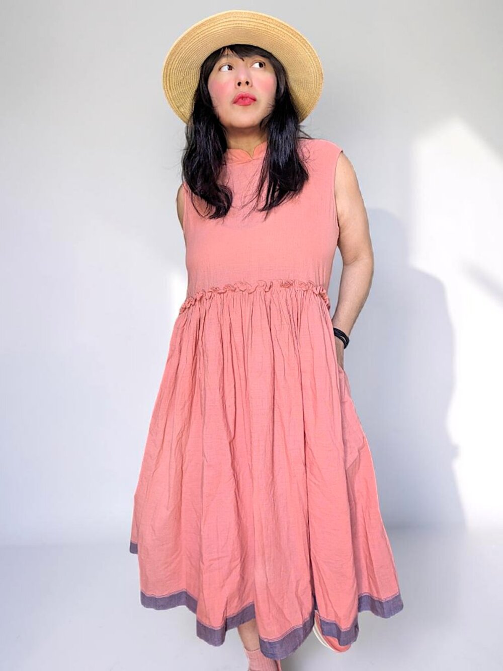 Anthropologie Maeve Studio handmade textiles spun cotton soft orange dress L New